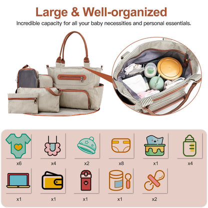 GBruno 8Pcs Baby Nappy Diaper Bags Set