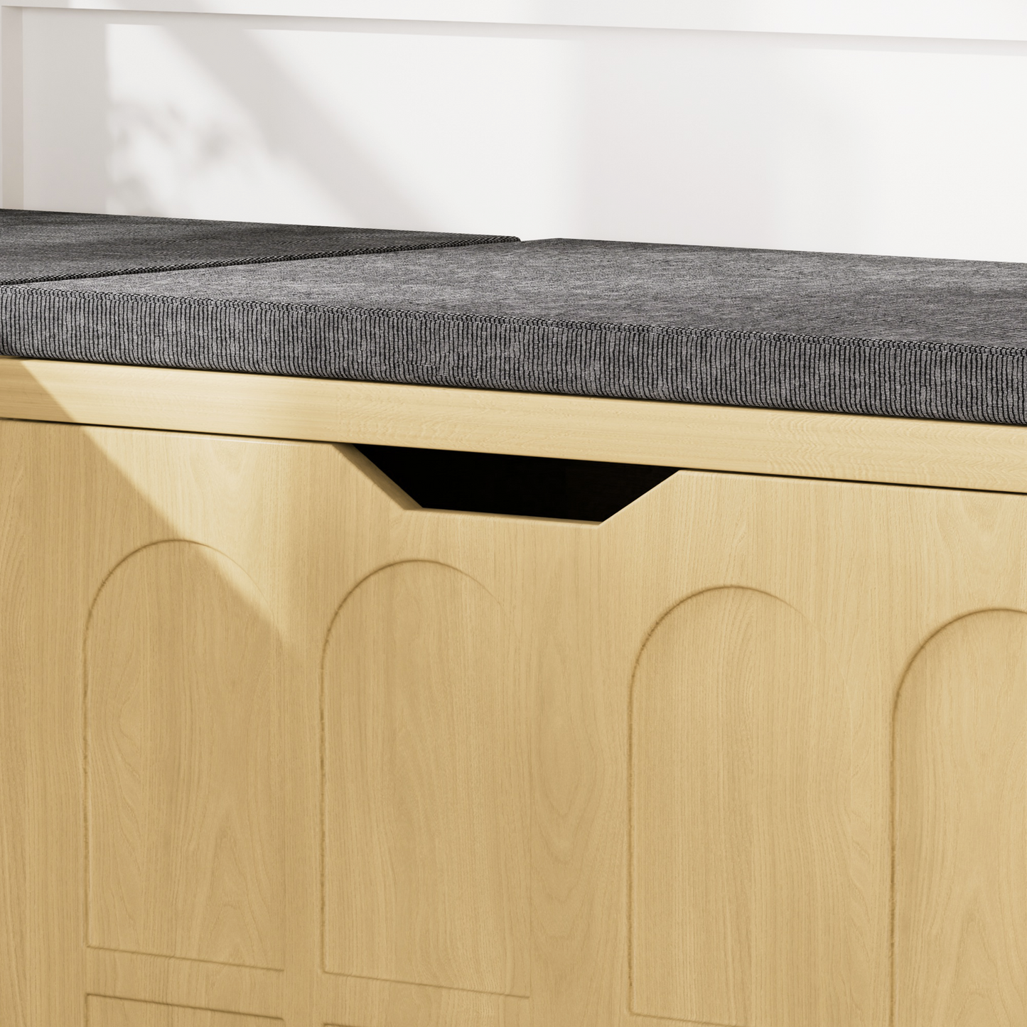 Storage Bench L-Shape 3 Piece MDF Natural Padded Seat 63x63x19 In 360 LB