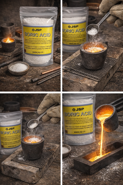 JSP & GTE Boric Acid Powder 8oz or 1lb Bag – 99.9% Pure Anhydrous H3BO3 for Gold Refining, Jewelry Casting, and Industrial Use