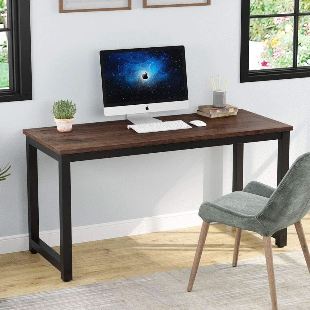 55 Inch Computer Desk Rustic Brown For Home Office