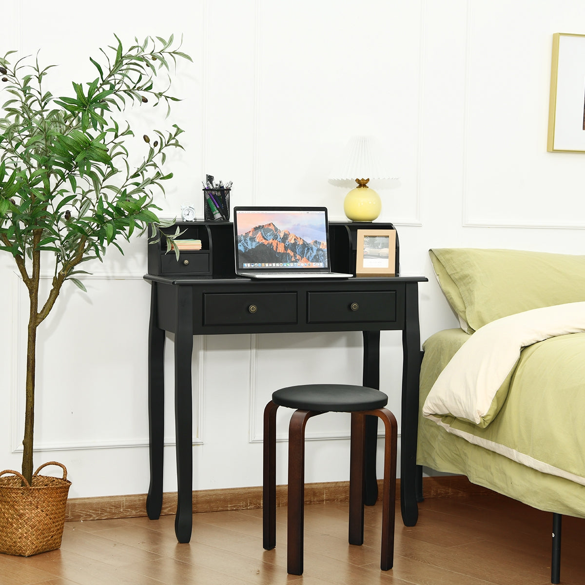 Writing Desk 2-Tier Vanity Desk Computer Desk with 4 Drawers