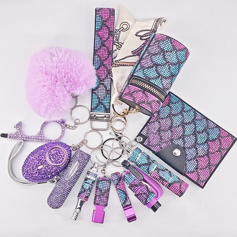 Multifunctional Portable Womens 12-Piece Keychain Set