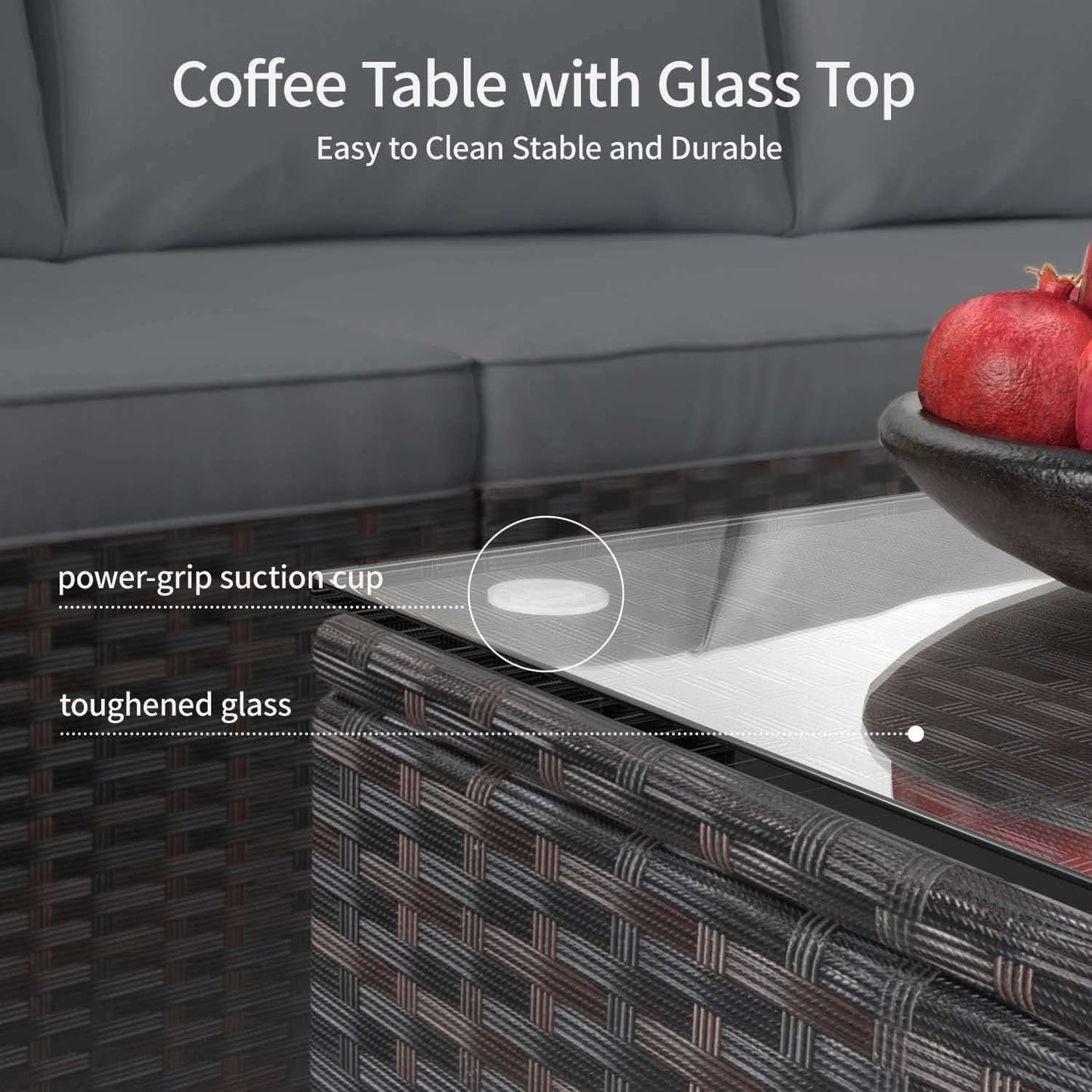 Outdoor Patio Conversation Set All Weather Gray Sectional