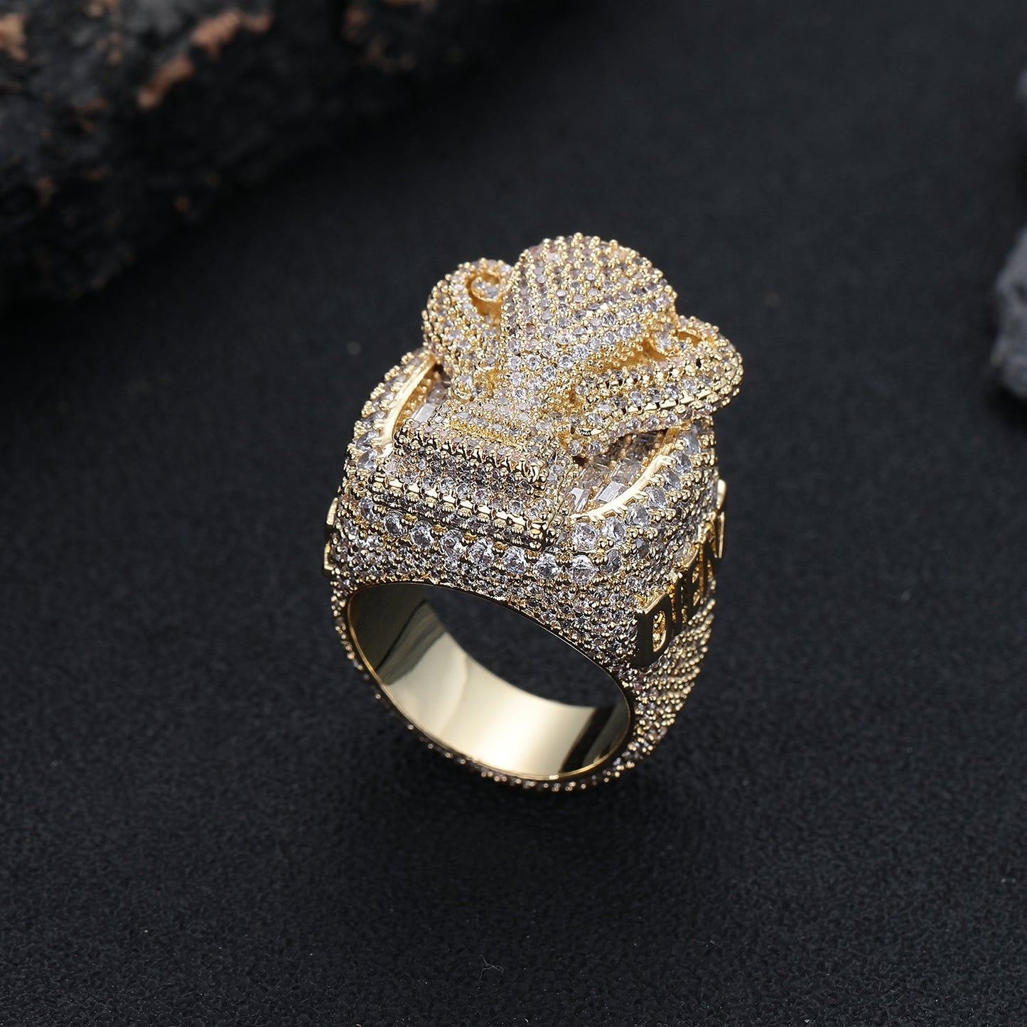 European And American Cross-border Hip-hop Style Ring Fully Paved With Zircons