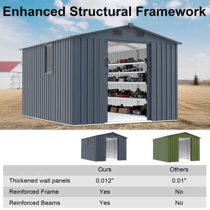 [08X10FT] Alora Large Outdoor Metal Storage Tool Shed With Window And Lockable Doors (SAK32987)
