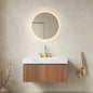 36' Bathroom Vanity with Sink, Floating Plywood Cabinet Carrara White Sintered Stone