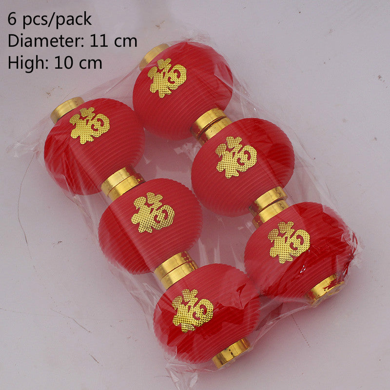 Chinese New Year Jinfu Lanterns – Small Round PVC Lantern Set (Pack of 6)