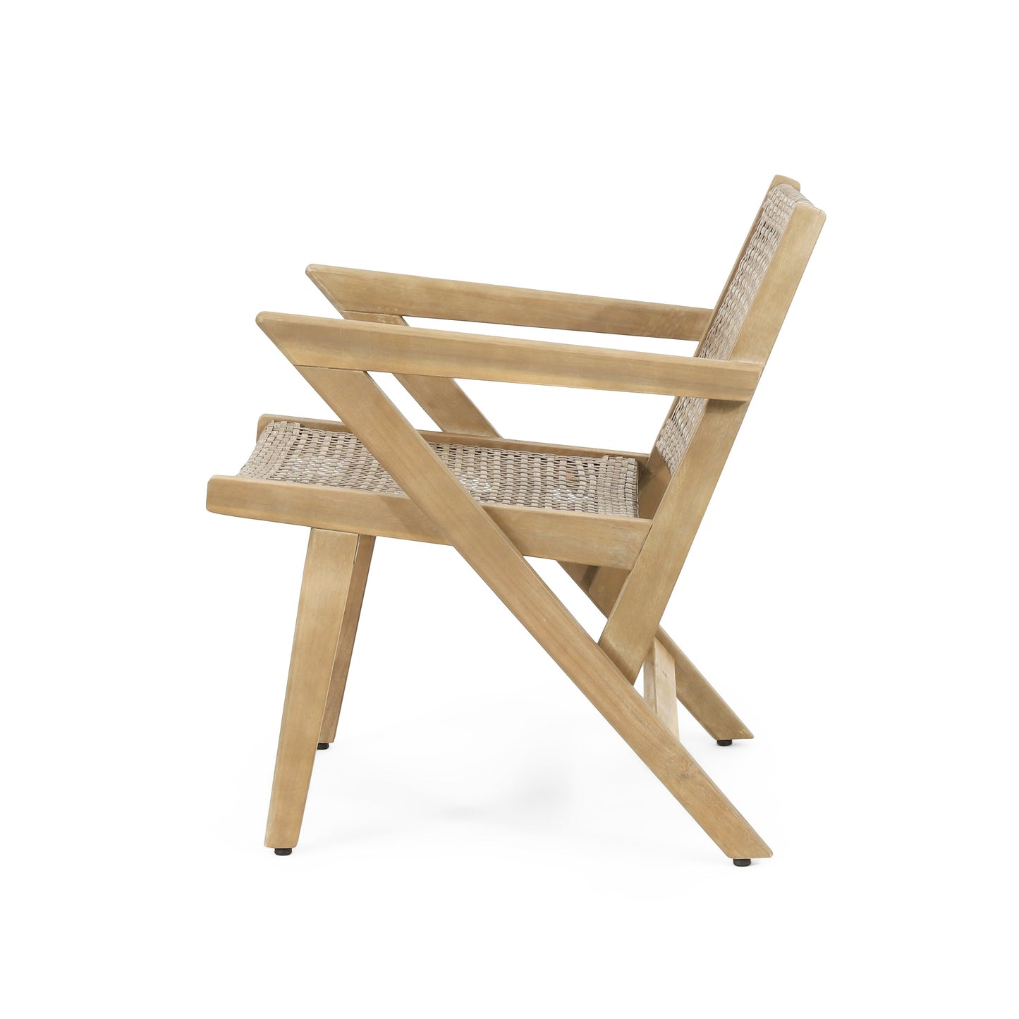 Club Chair Transitional Wicker Light Brown Acacia Frame Set of 2 24x27x28 In