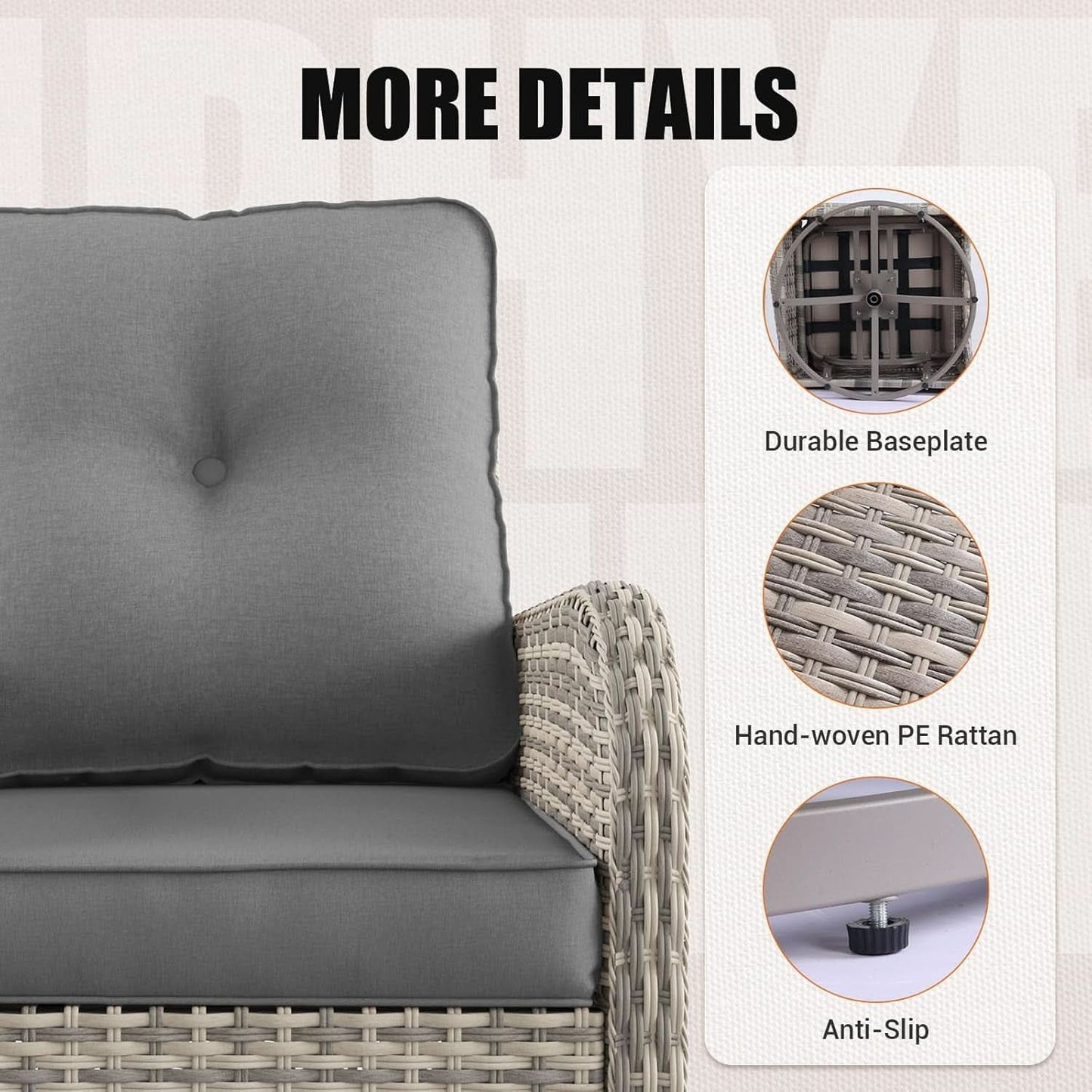 Patio Swivel Rocking Chair Set with Fire Pit