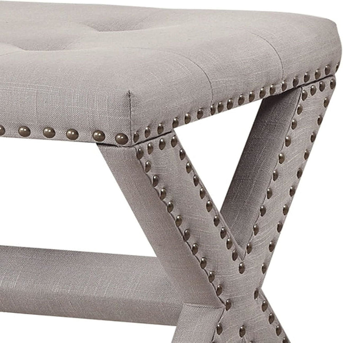 Upholstered Accent Bench With Nailhead Trim