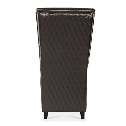 Accent Chair Wingback PU Leather Dark Brown High-Back Birch Legs 220 LB