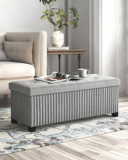 43 Inch Luxurious Velvet Storage Ottoman Bench Grey