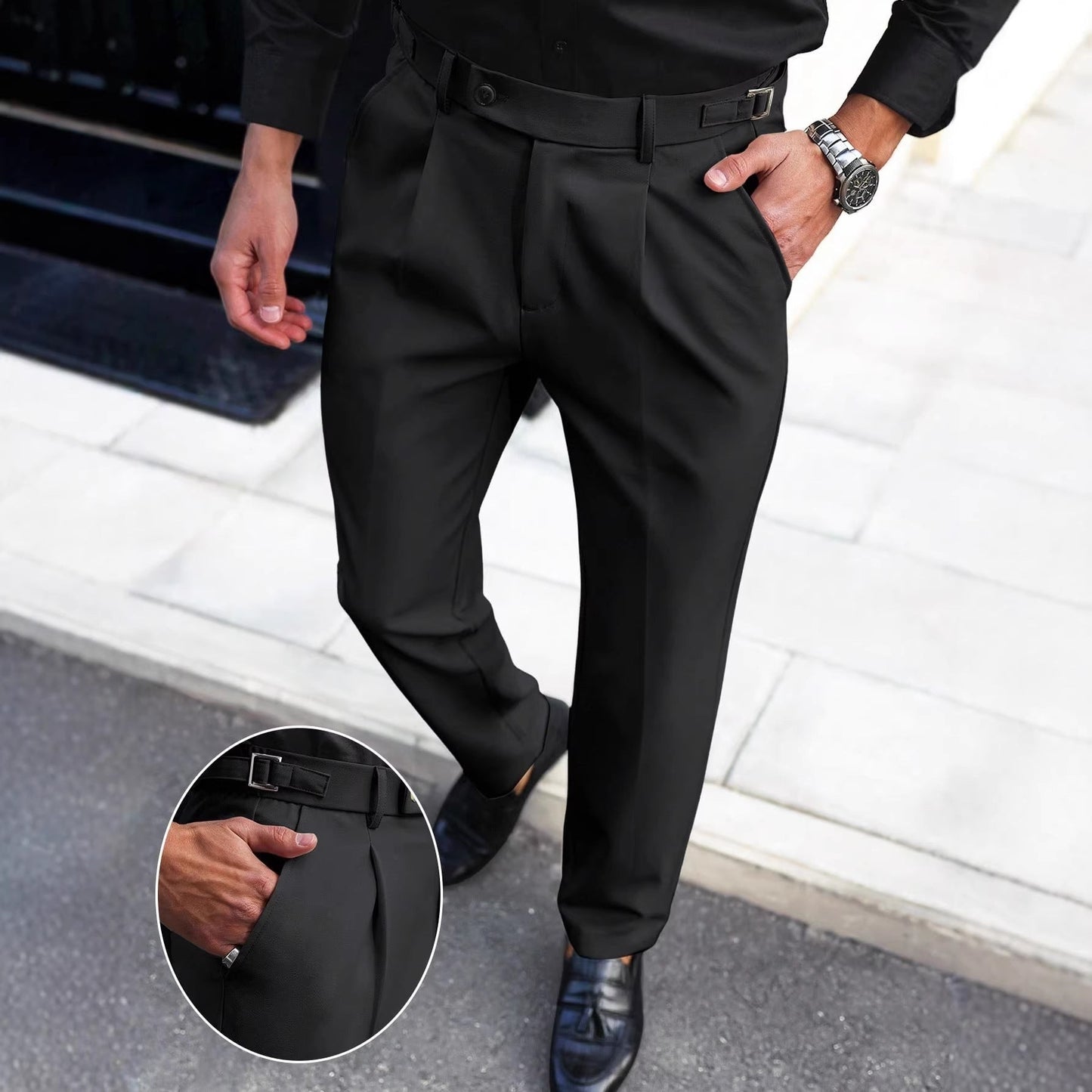 Mens American-style Straight-leg Business-casual Trousers