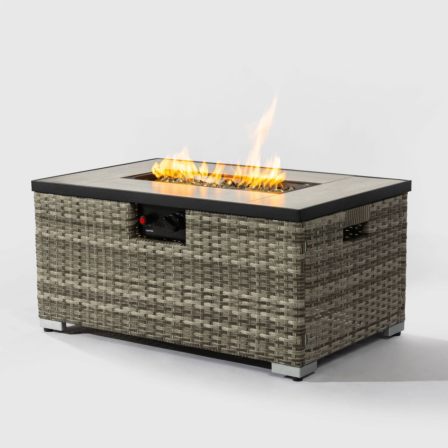 32' Propane Gas Fire Pit Table with Propane Tank Cover, 50000 BTU Rectangular