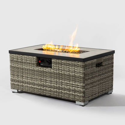 32' Propane Gas Fire Pit Table with Propane Tank Cover, 50000 BTU Rectangular