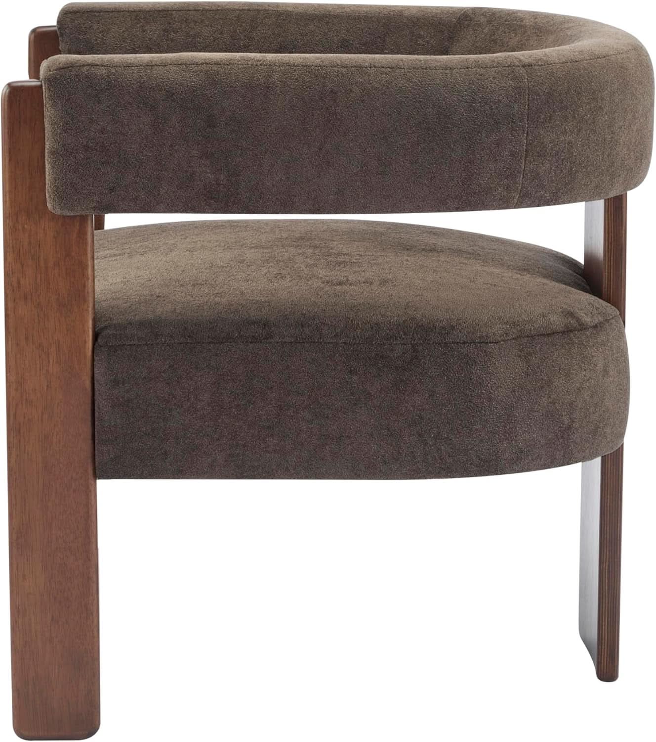 Dark Brown Velvet Upholstered Accent Chair Cushion