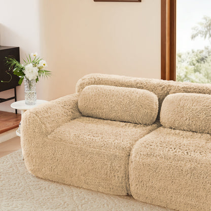 LoveSeat Modular Plush Light Khaki 2 Seat Non-Slip