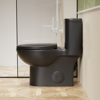 1.1/1.6 GPF Tornado Flush One-Piece Toilet with Comfort Chair Seat ADA Height...