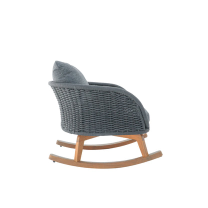Outdoor Rocking Chair Rope Wood Gray Natural Set of 2 29.5in