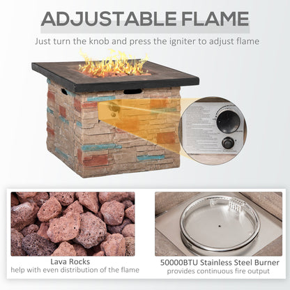 32 Inch Outdoor Propane Gas Fire Pit Table, 50,000 BTU Auto-Ignition Square