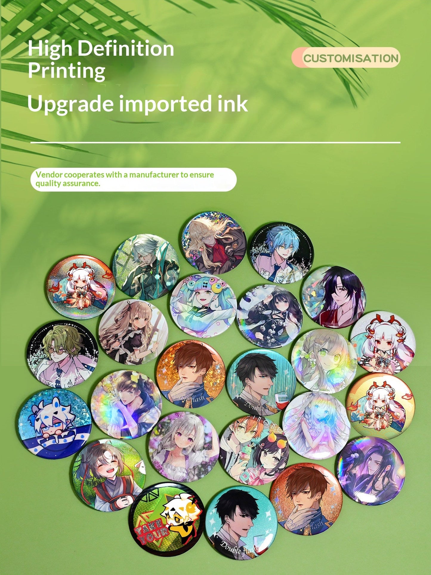 Anime Square Customized Iron Brooch Around