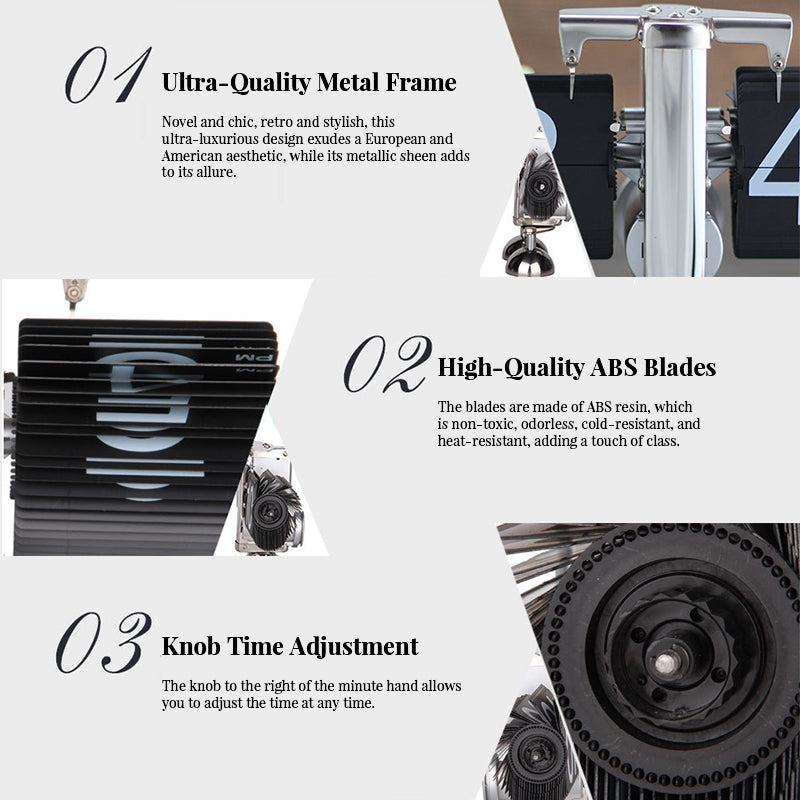 Retro flip digital clock, battery - powered mechanical clock for home & office decor