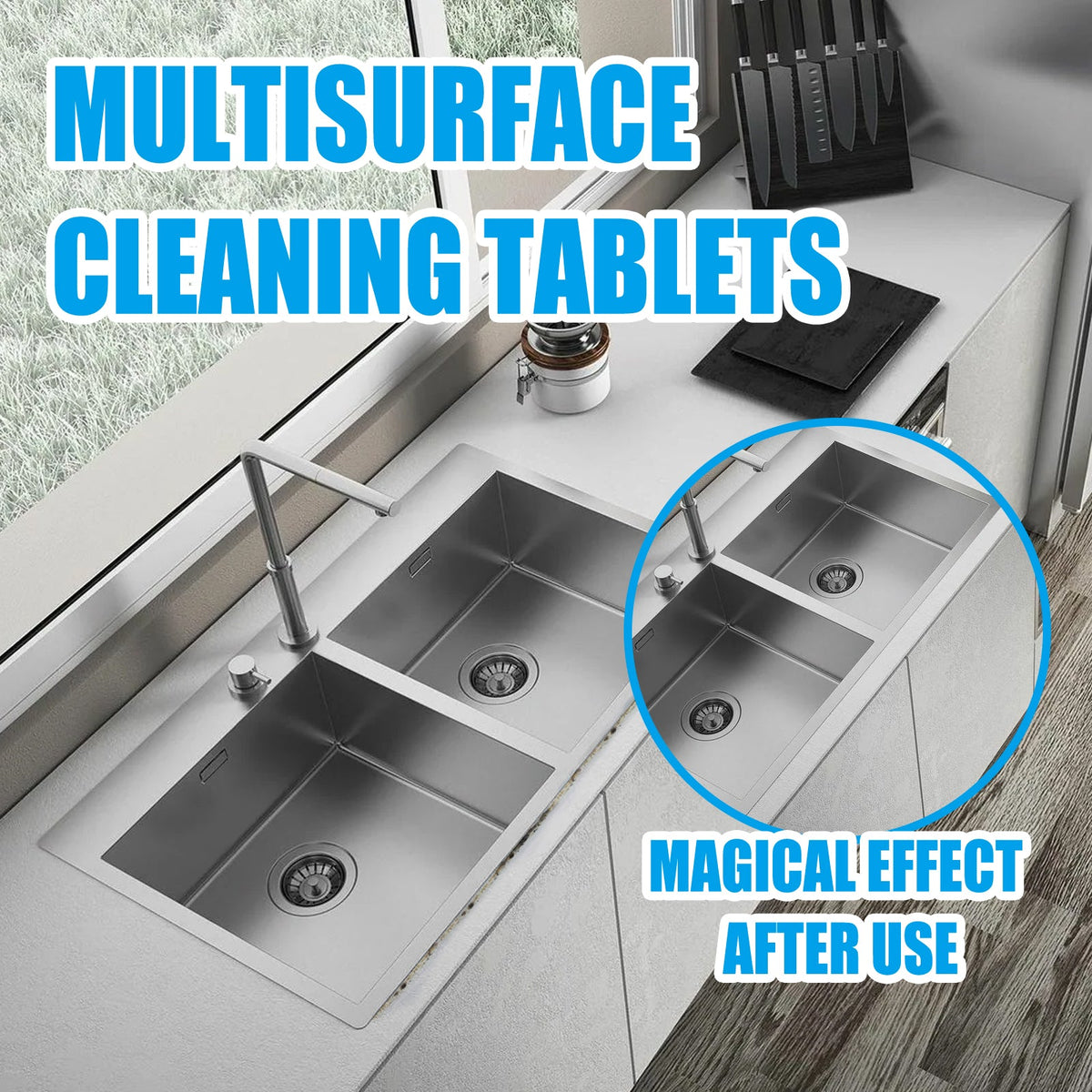 Multi-Surface Cleaning Effervescent Tablets, Cooktop Tile Bathroom Kitchen Mildew Stains Clean And Clean