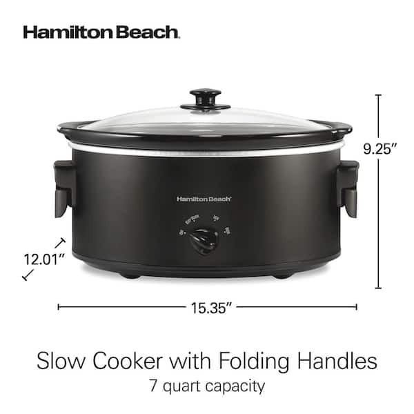 Hamilton Beach 7 qt. Black Slow Cooker with Folding Handles