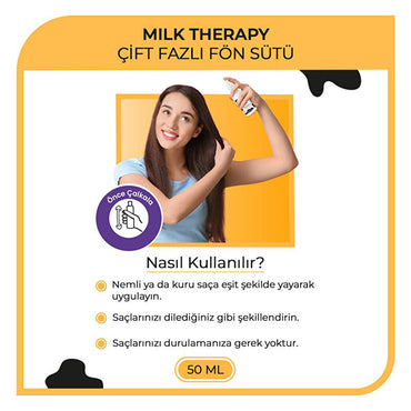 Morfose Milk Therapy: Hair Heat Protectant & Styling - Amino Acid & Milk Protein Damage Repair, Dual Phase Conditioner, 1.69 fl oz