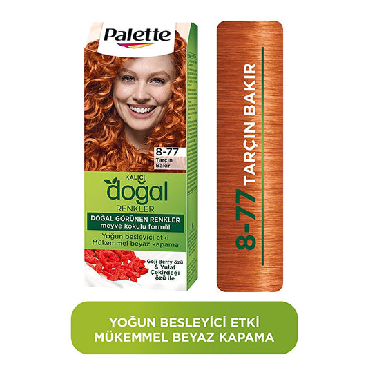 Palette Natural Hair Dye - Permanent Hair Color with Natural Ingredients - 8-77 Tarçın Bakır