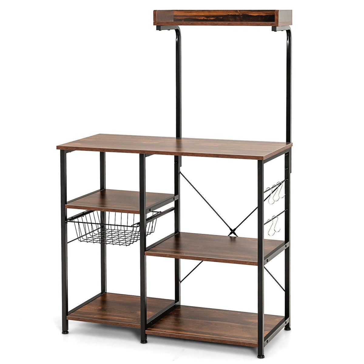 4 Tier Vintage Kitchen Baker's Rack Utility Microwave Stand-Coffee