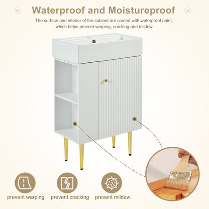 Amelia 21.6' Bathroom Vanity with Storage Cabinet, Single Ceramic Sink and Le...