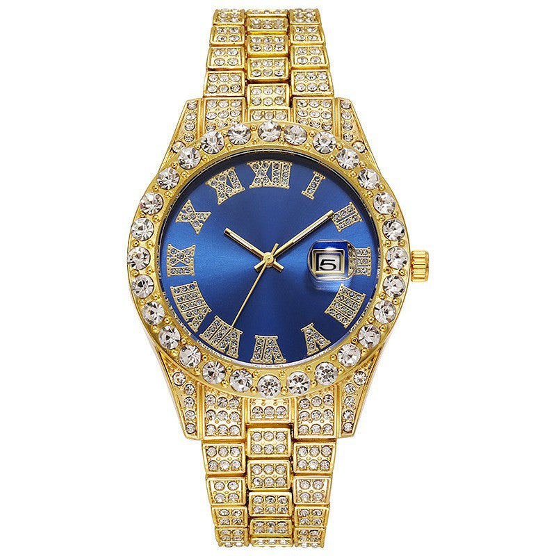 Men's Steel Strap Hip-hop Roman Quartz Watch