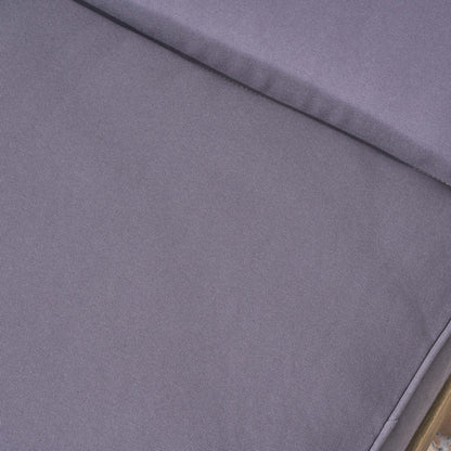 Outdoor Chaise Lounge Acacia Wood Gray Full-Length Cushion 78.75x24x30.5 In