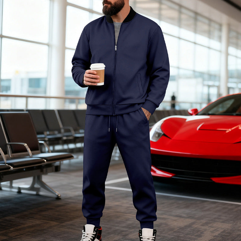 Mens Yolk-zip Baseball Jacket And Sportswear Set