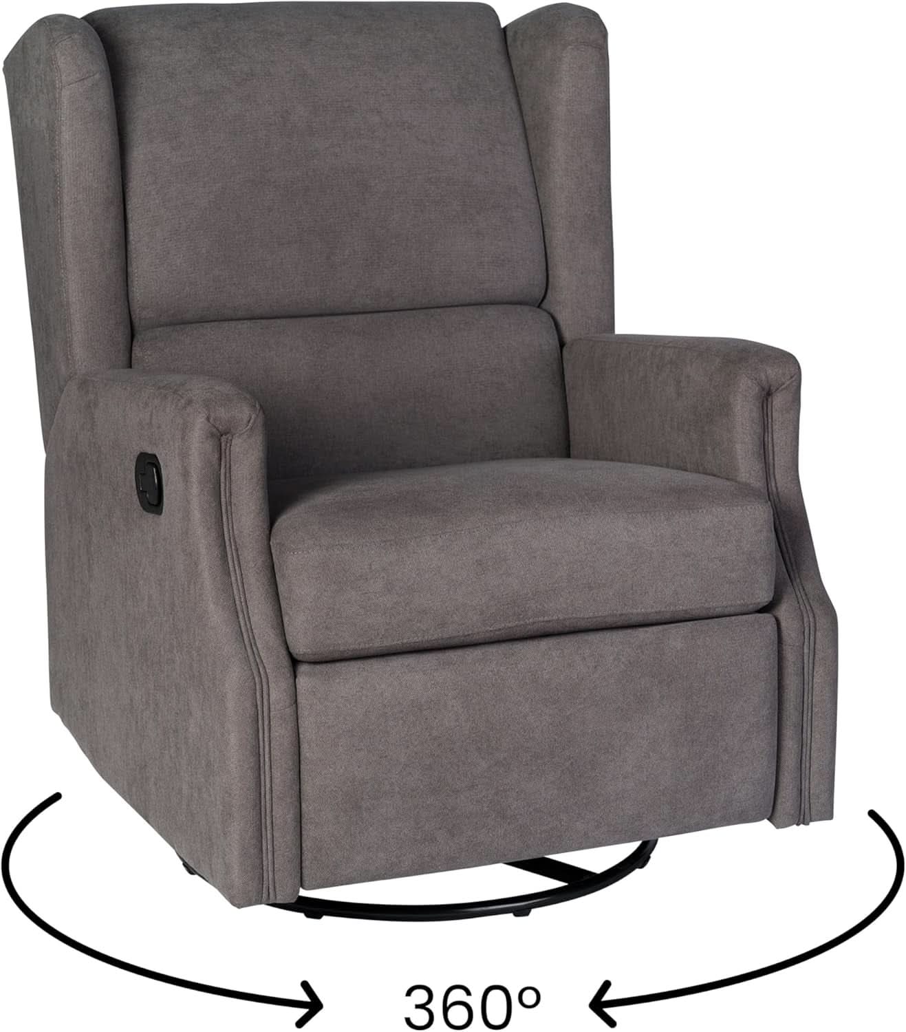 Omma Wingback Swivel Glider Recliner Dark Gray Upholstered