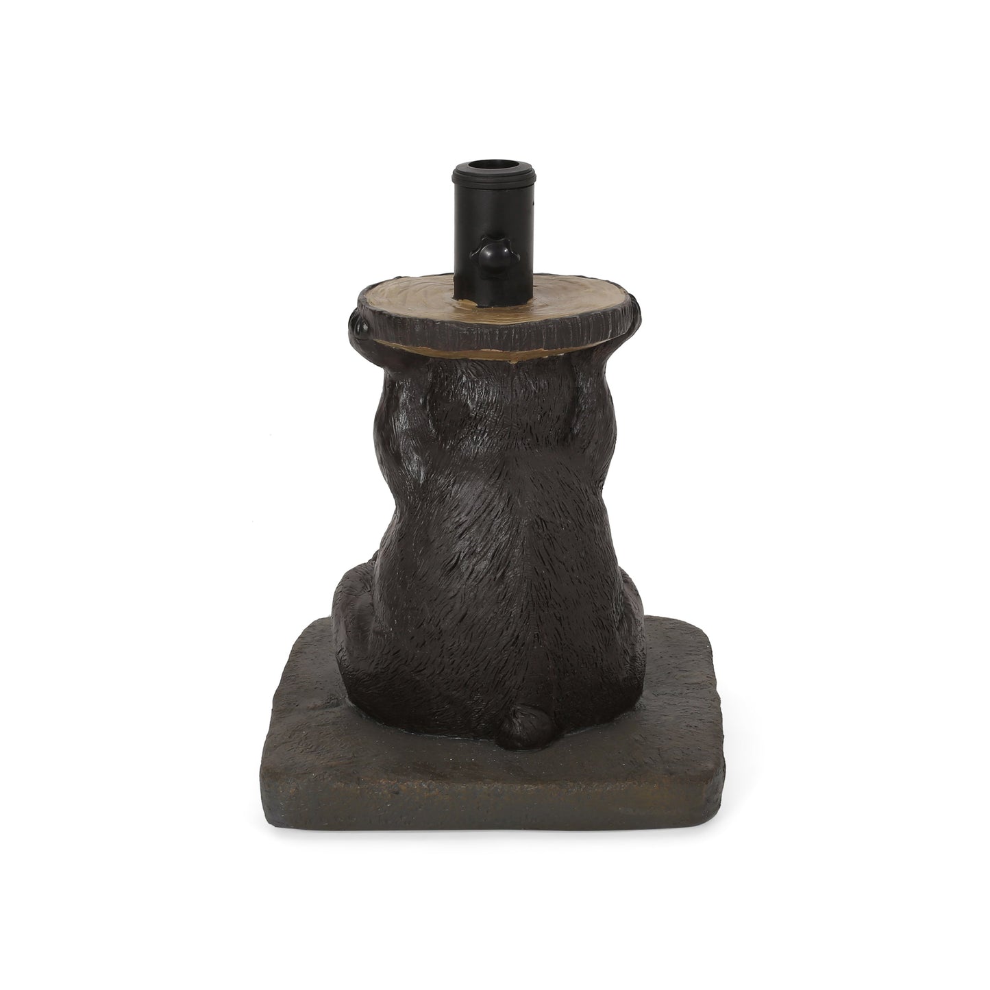 Patio Umbrella Base Bear Shape Concrete Dark Brown 13.5x18 In 56 LB
