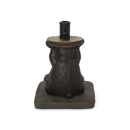 Patio Umbrella Base Bear Shape Concrete Dark Brown 13.5x18 In 56 LB
