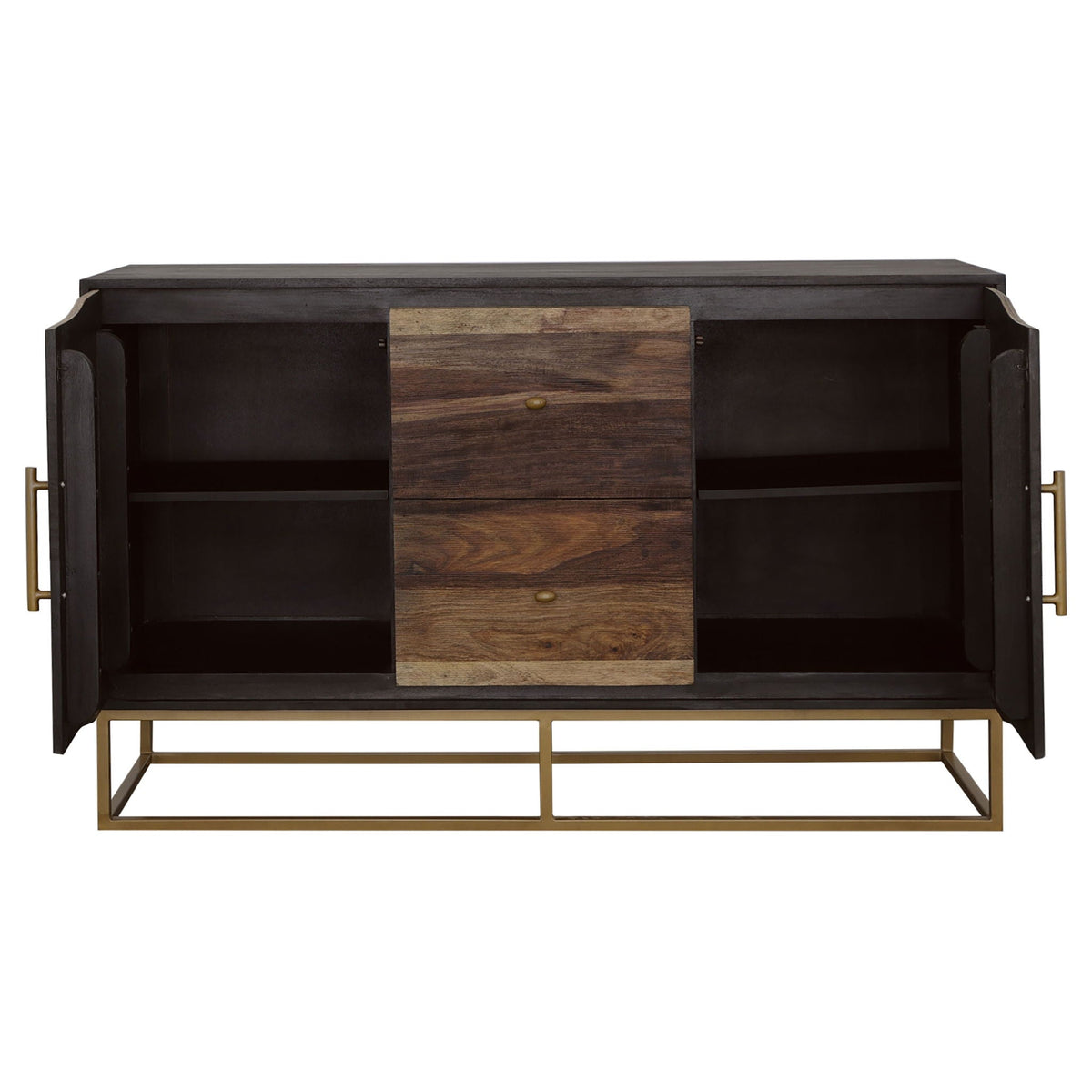 Zara 2-door 57-inch Wood Accent Storage Cabinet Black Walnut