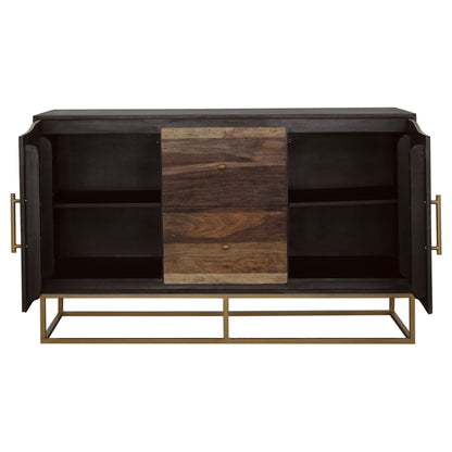 Zara 2-door 57-inch Wood Accent Storage Cabinet Black Walnut