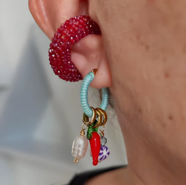 Stainless Steel Chili-shaped Pearl Multi-drop Pendant Earrings