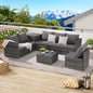 Outdoor Sectional Set PE Rattan Steel Dark Gray L-Shape 6 Piece Seats 8