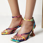 Stiletto High Heel Square Toe Sandals Plus Size