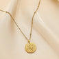 Stainless Steel Round Twelve Constellation Coin Relief Necklace