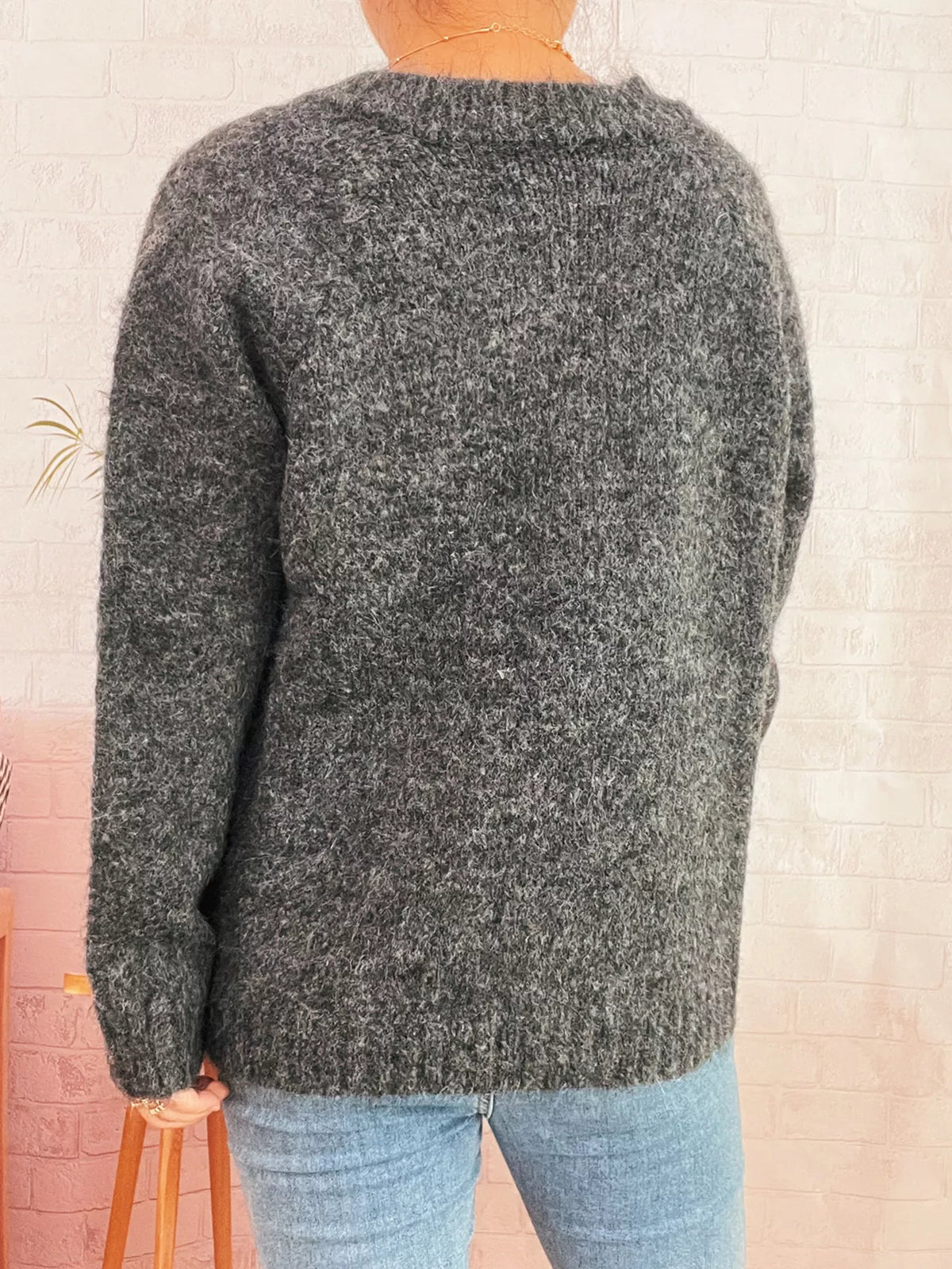 Mushroom Pattern Button-Up Cozy Knit Cardigan