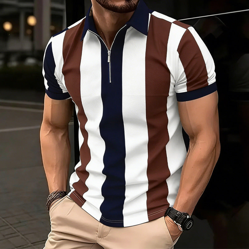 Mens Versatile Lapel-zipper Casual Top
