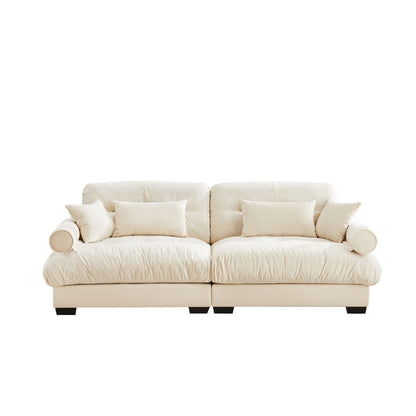 Modern Sofa With Bolstered Armrests And Pillows