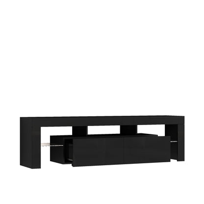 TV Stand LED High Gloss Black Storage Cabinet Fits 65