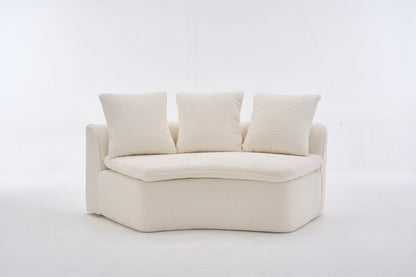 Sectional Sofa U-Shape Chenille Milk White 10 Seat Modular 128 In