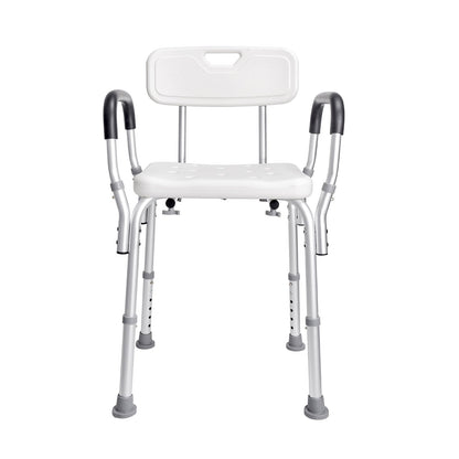 Shower Chair with Backrest Aluminum Adjustable Height Non-Slip 350 LB